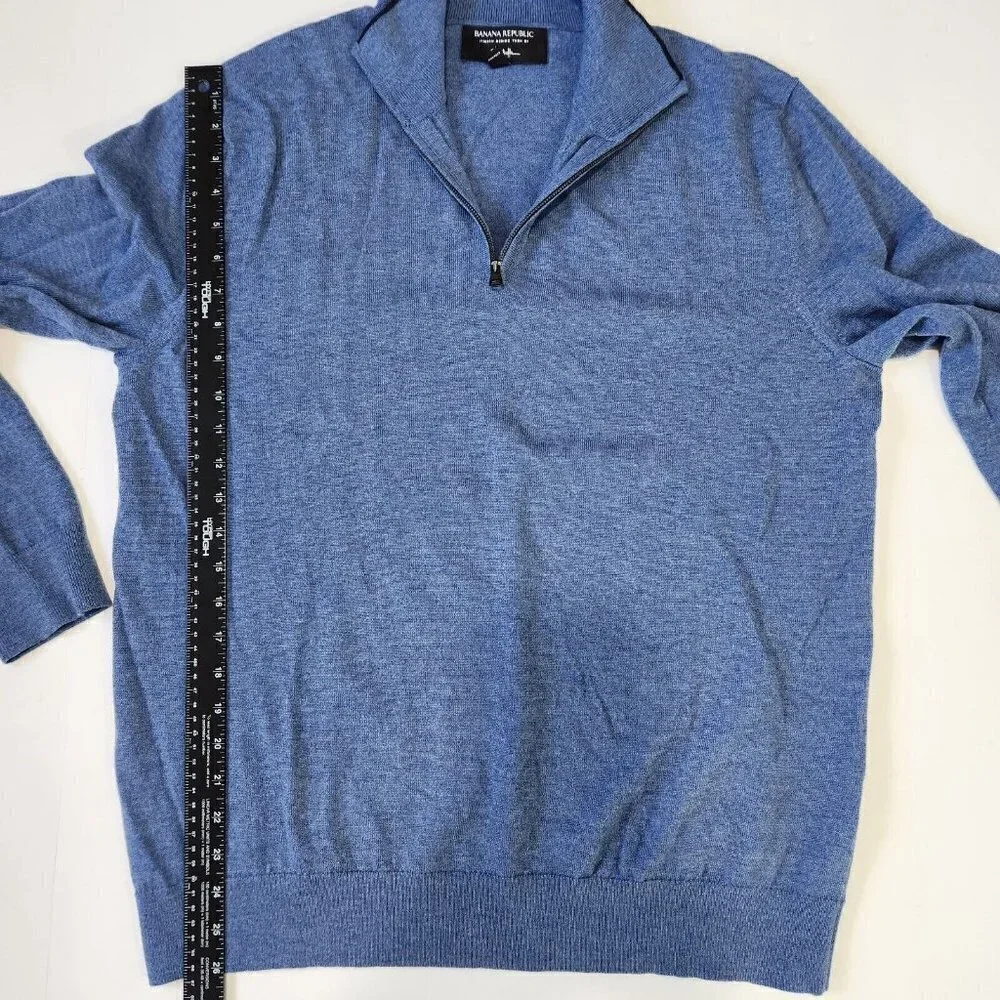 Banana Republic Italian Merino Half Zip Sweater Mens XL‎ Blue Long Sleeve